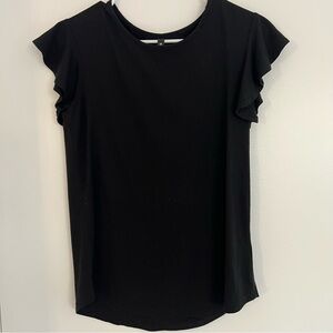 PrinStory Shirt Womens Ruffle Sleeve Black Cottage Core Size Small T-Shirt